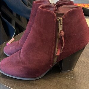Women's Burgundy Suede Ankle Boots